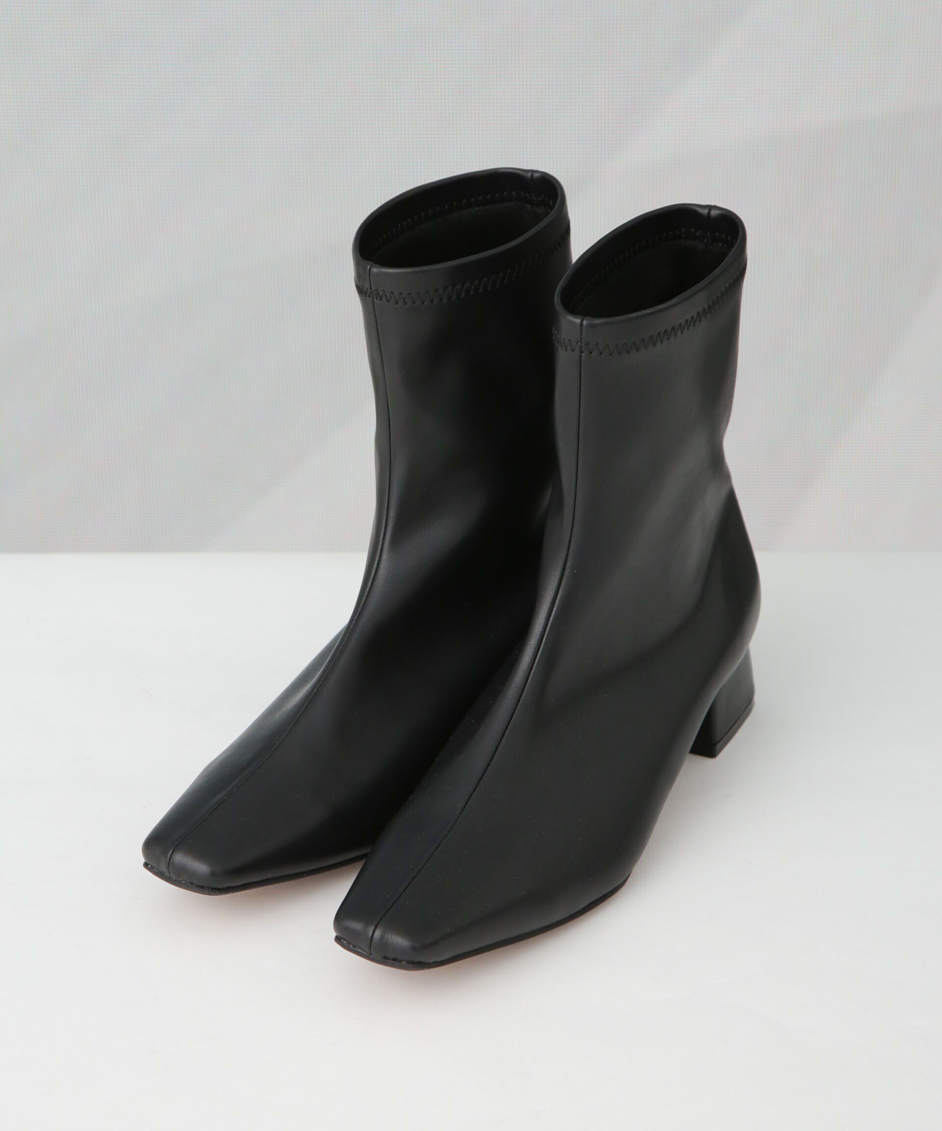 nano･universe「ストレッチスクエアトゥショートブーツ」|ビジネス・ドレスシューズ|