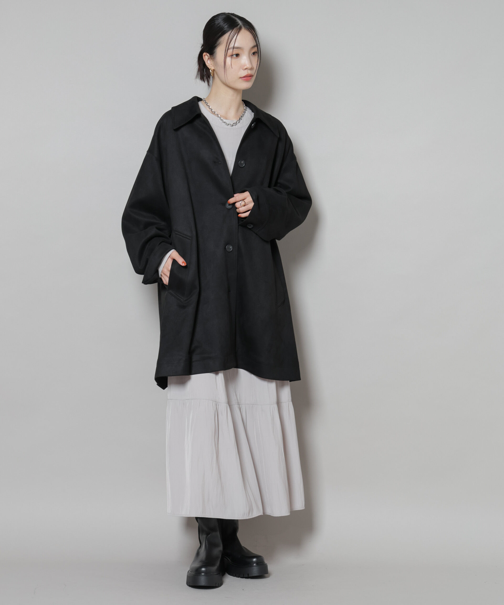 nano･universe「フェイクスエードAラインミドルコート」|その他|