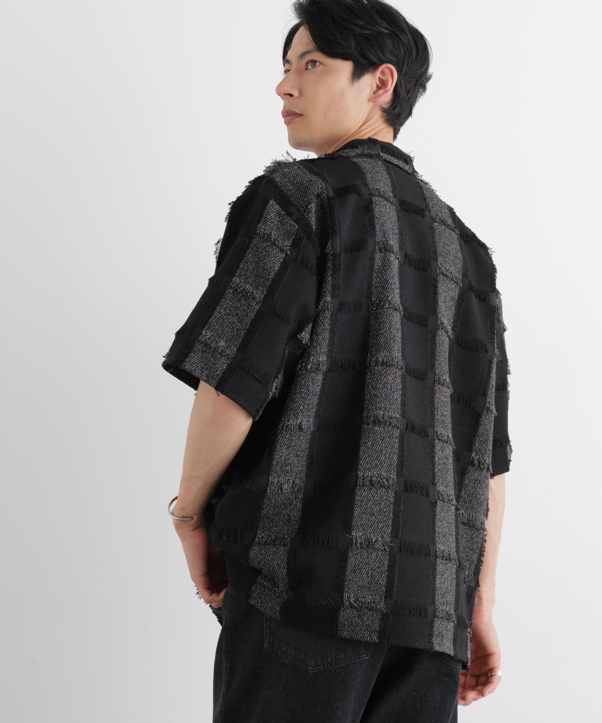nano･universe「カットジャガードフリンジシャツ」|シャツ・ブラウス|