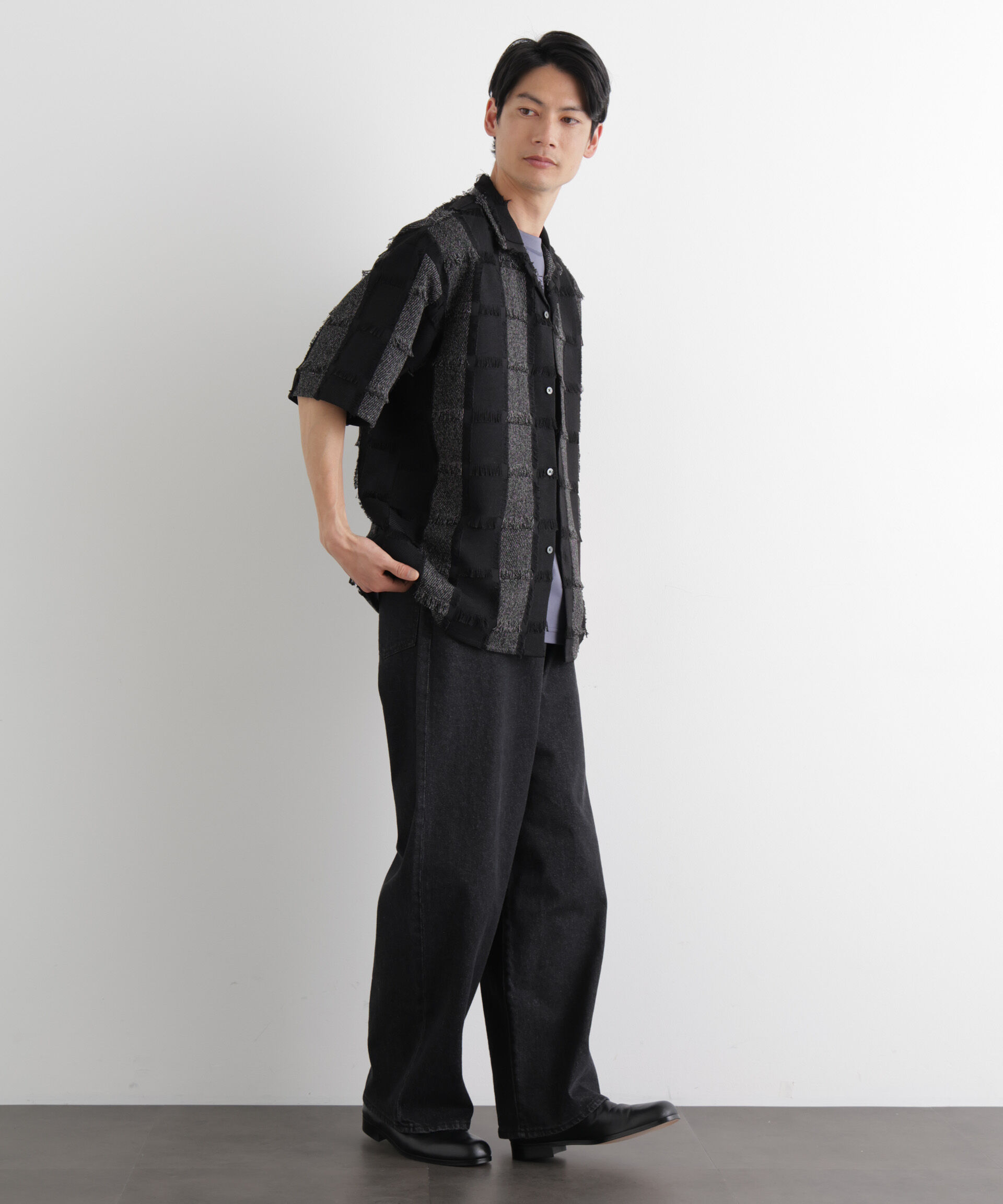 nano･universe「カットジャガードフリンジシャツ」|シャツ・ブラウス|