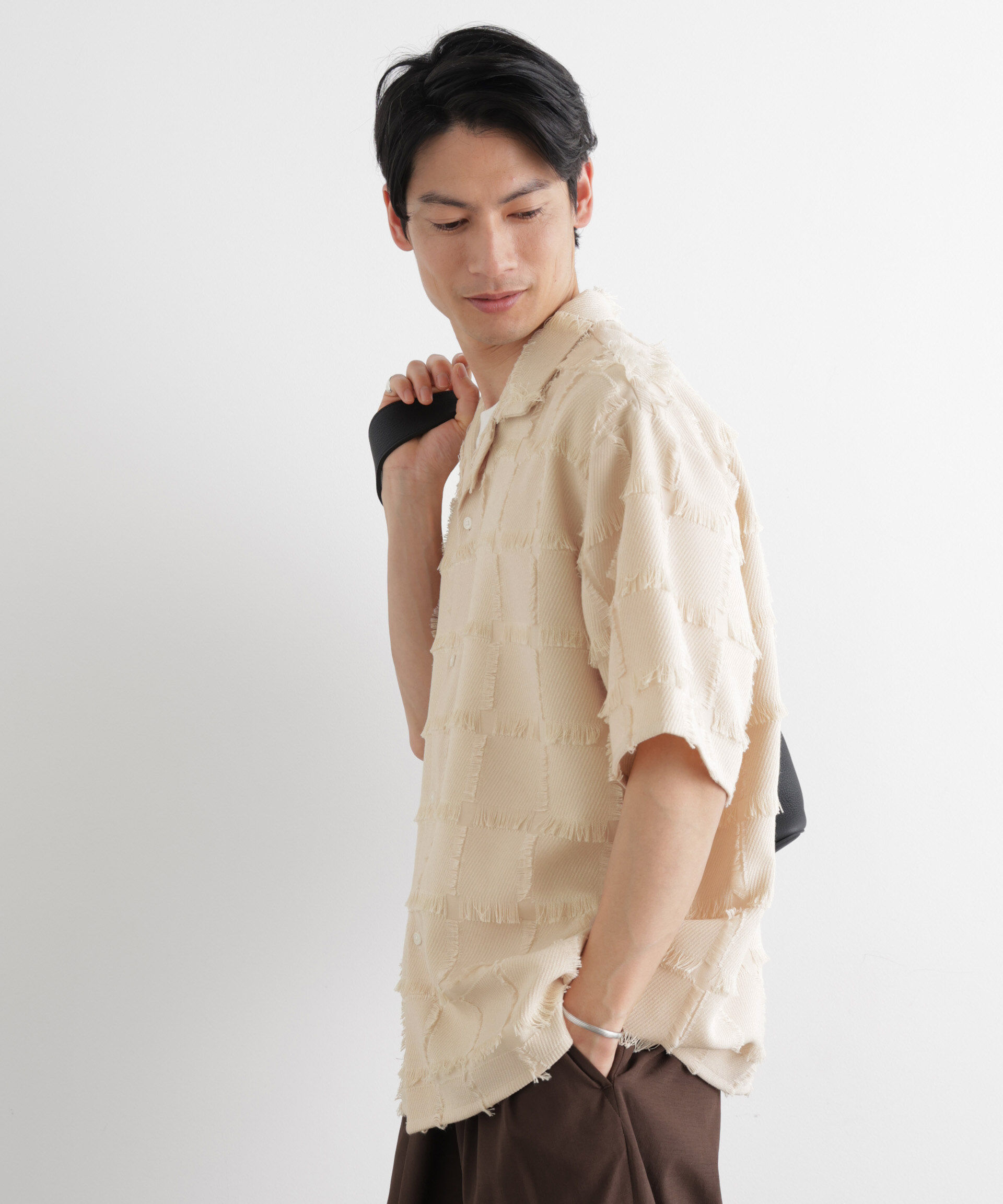 nano･universe「カットジャガードフリンジシャツ」|シャツ・ブラウス|