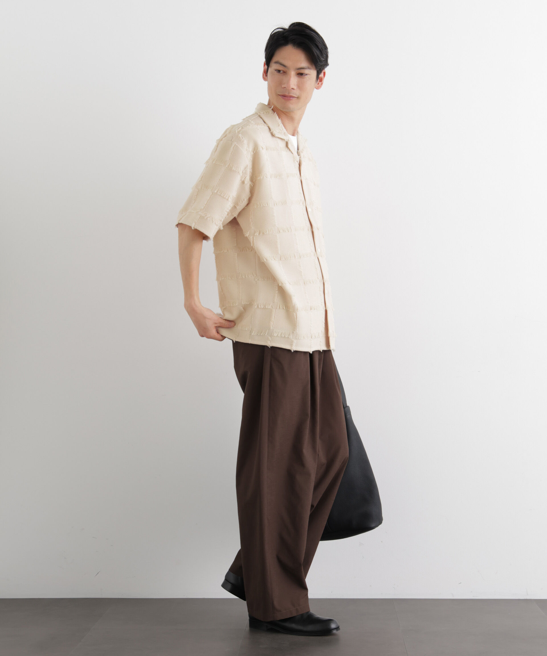 nano･universe「カットジャガードフリンジシャツ」|シャツ・ブラウス|