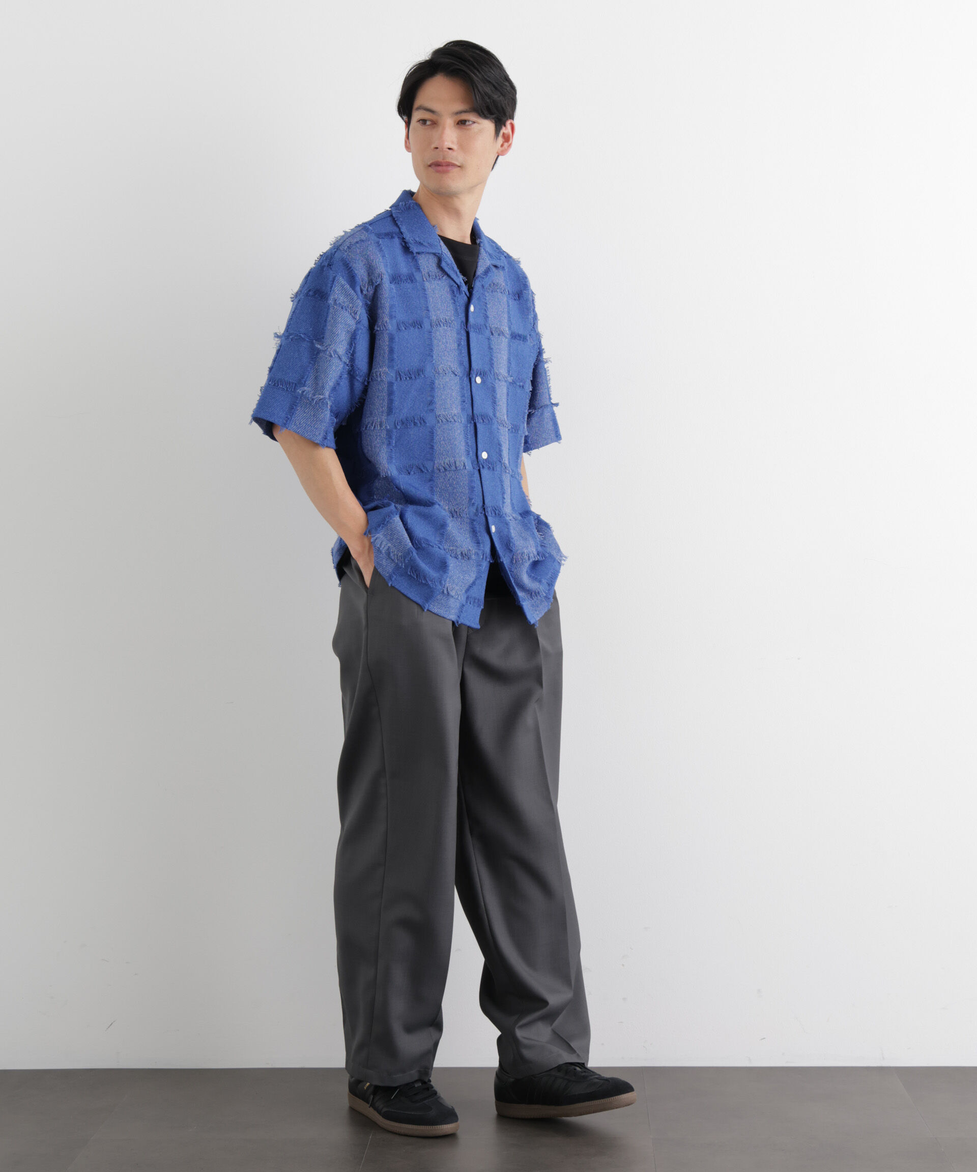 nano･universe「カットジャガードフリンジシャツ」|シャツ・ブラウス|