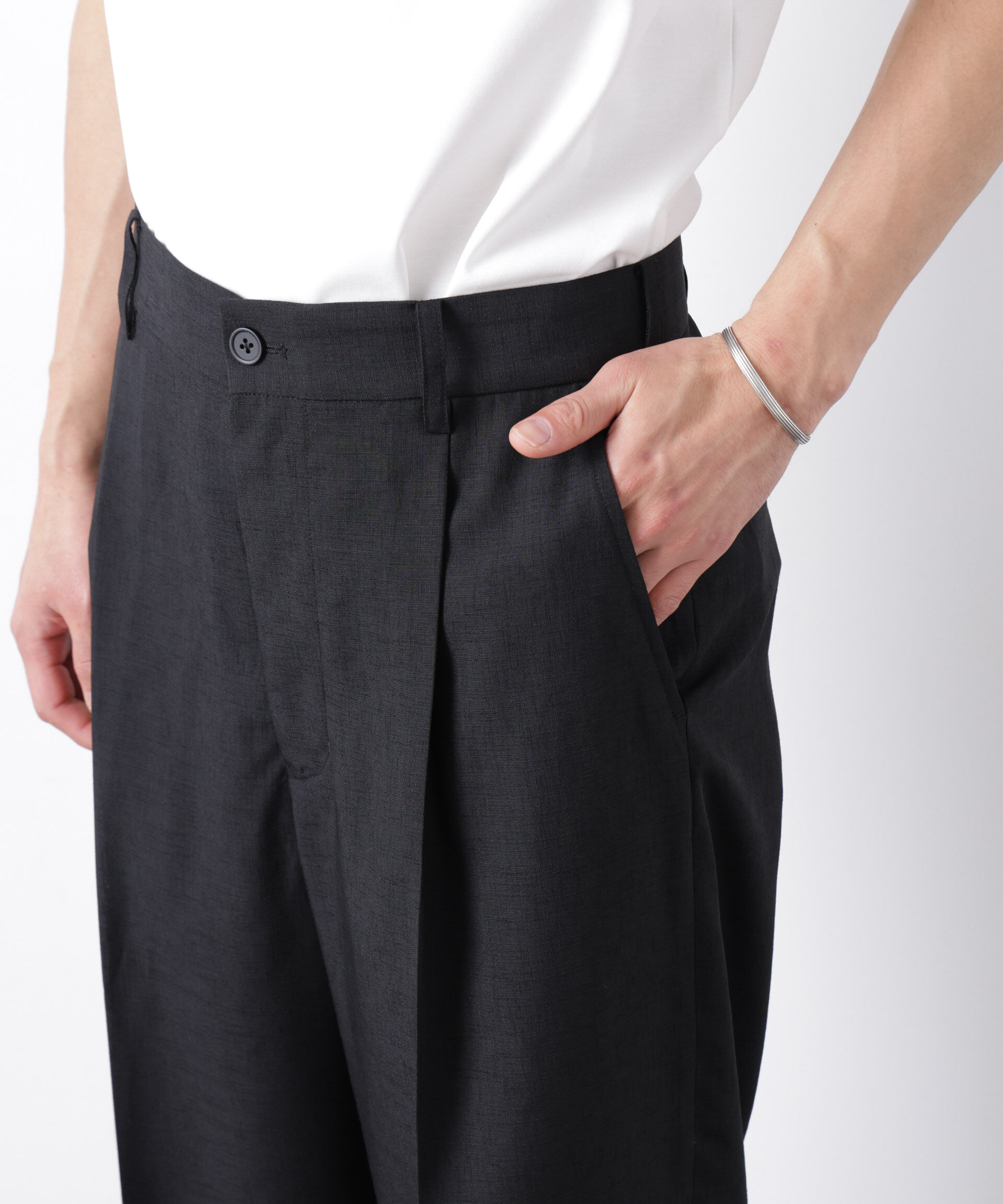 nano･universe「テックリネン スラックス(セットアップ可)」|チノ|