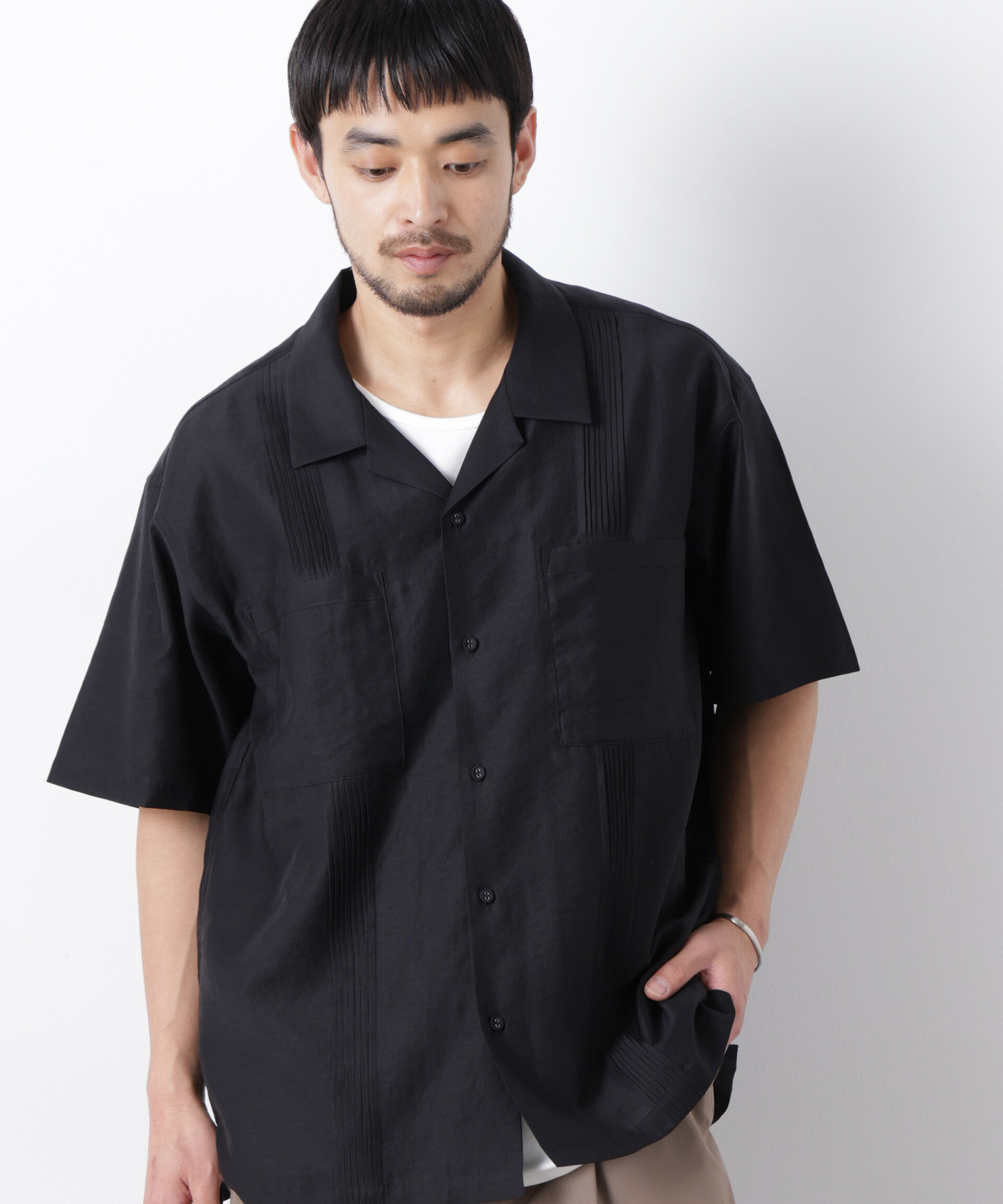 nano･universe「オープンカラーキューバシャツ」|シャツ・ブラウス|