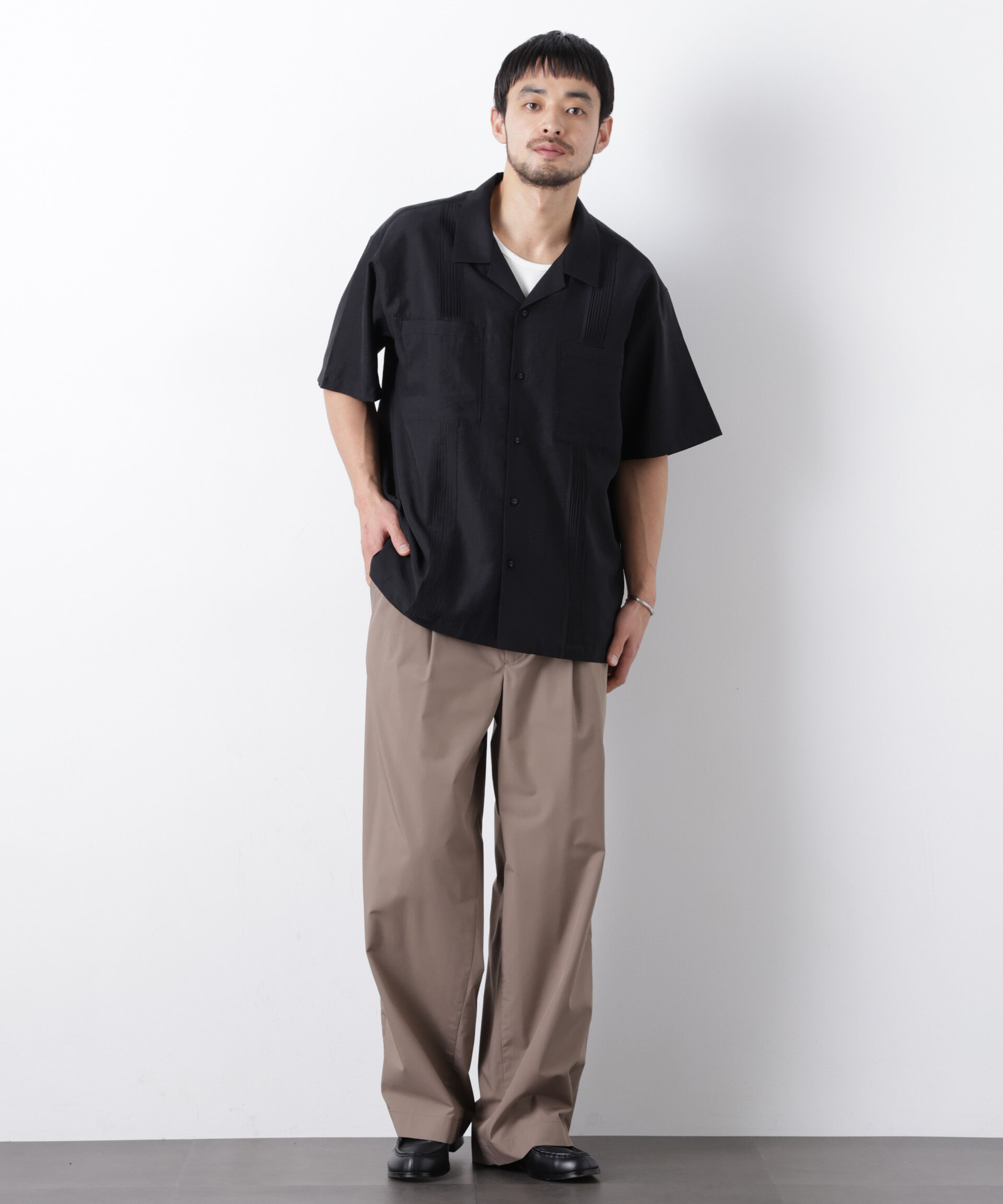 nano･universe「オープンカラーキューバシャツ」|シャツ・ブラウス|