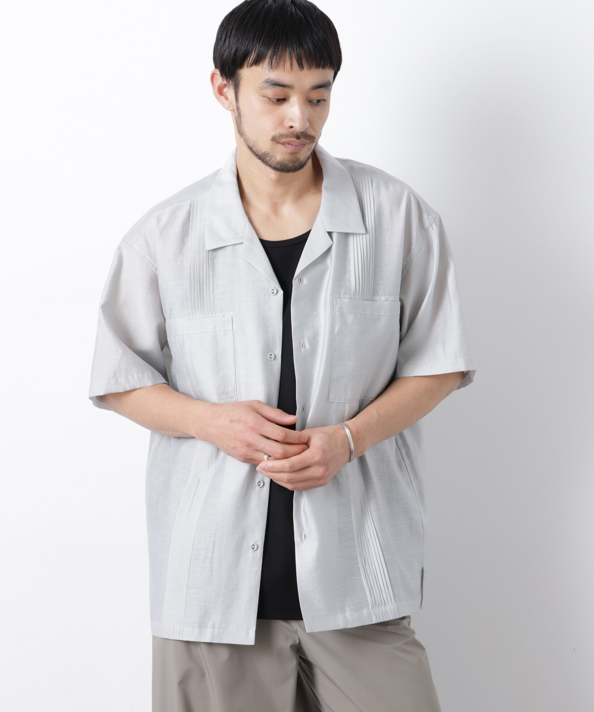 nano･universe「オープンカラーキューバシャツ」|シャツ・ブラウス|