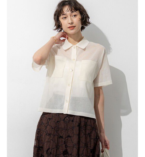 23区「【見上愛さん着用/WEB&一部店舗限定カラーあり】シアー ポロニット」|ニット・セーター|アイボリー系