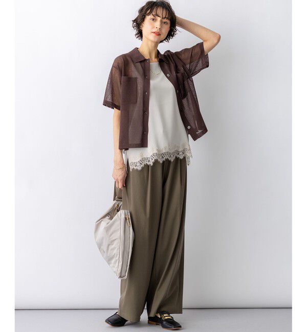 23区「【見上愛さん着用/WEB&一部店舗限定カラーあり】シアー ポロニット」|ニット・セーター|