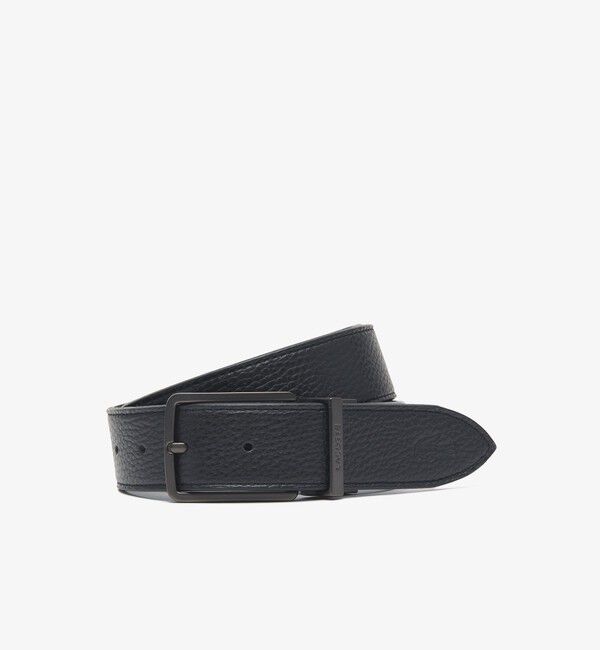 LACOSTE「リバーシブルガンメタバックルレザーベルト」|ベルト|ブラック