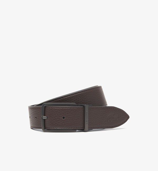 LACOSTE「リバーシブルガンメタバックルレザーベルト」|ベルト|ダークブラウン
