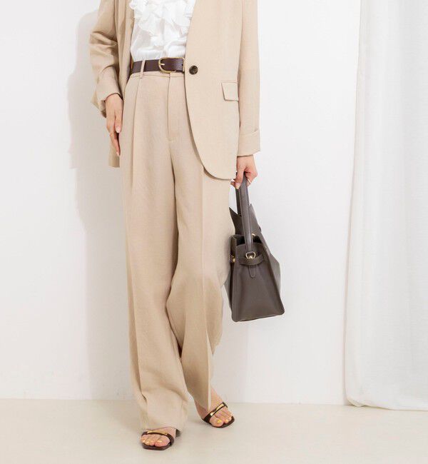 NOLLEY'S「《セットアップ対応》ウォッシャブルストレッチツイル愛されセミワイドパンツ」|その他|ベージュ