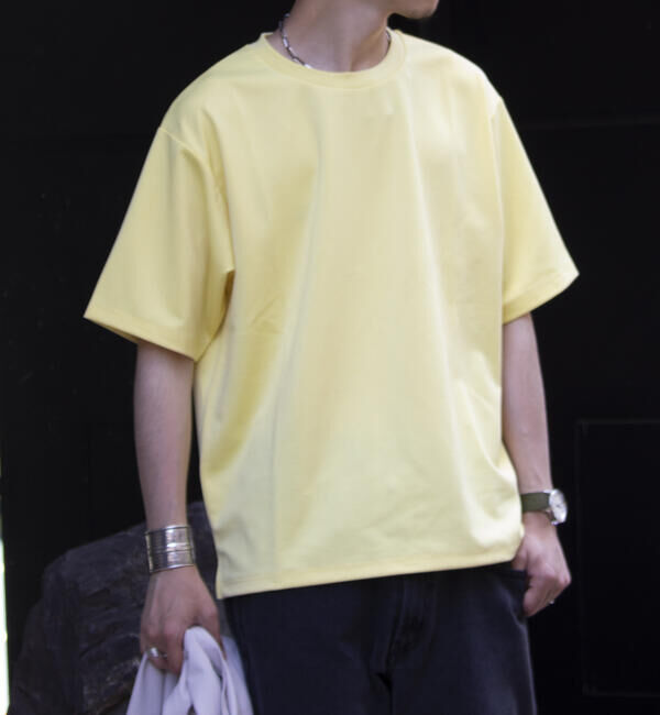GLOSTER「【GLOSTER/グロスター】ポンチオーバーサイズ クルーネックTシャツ サイドスリット」|Tシャツ・カットソー|イエロー