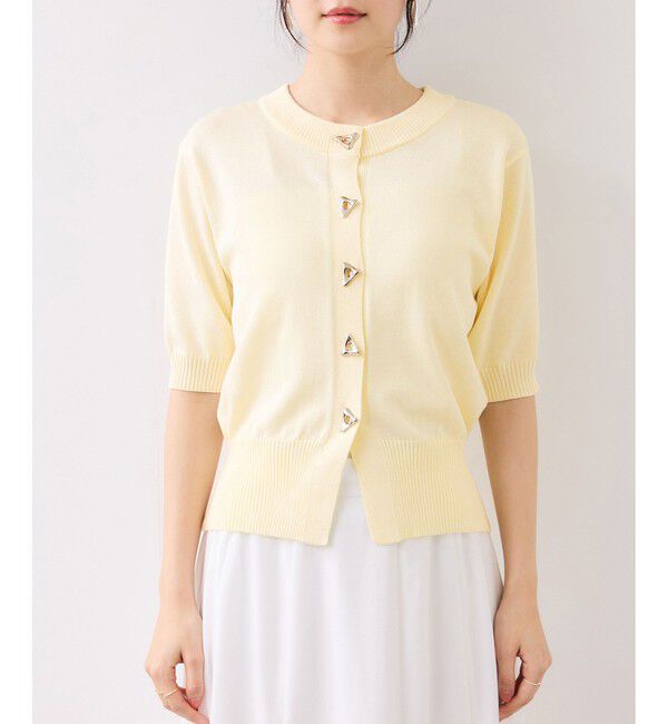 VIS「【WEB限定】三角ニュアンスボタン半袖カーディガン」|カーディガン|
