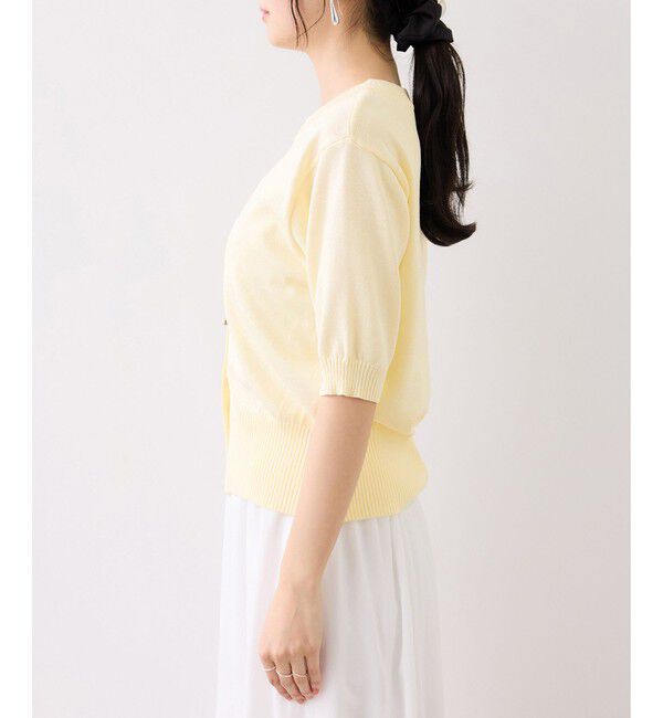 VIS「【WEB限定】三角ニュアンスボタン半袖カーディガン」|カーディガン|