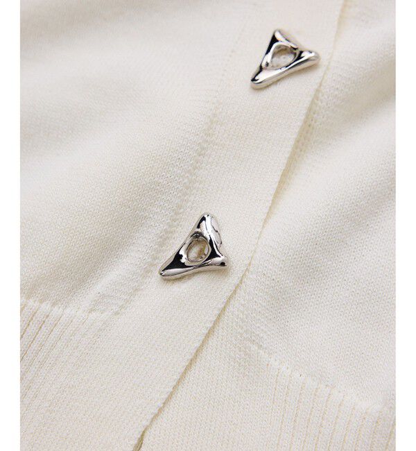 VIS「【WEB限定】三角ニュアンスボタン半袖カーディガン」|カーディガン|