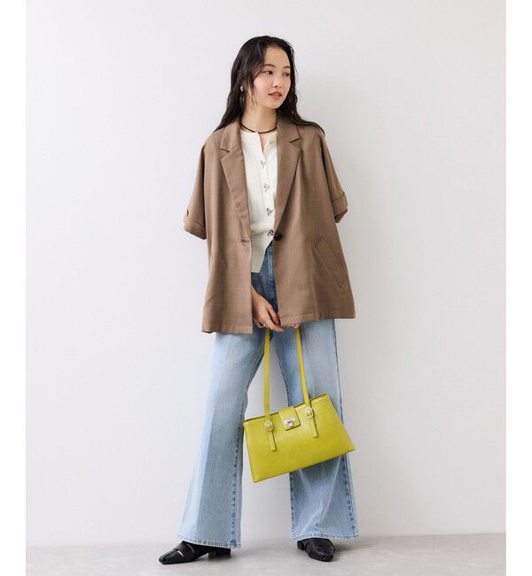 VIS「【WEB限定】三角ニュアンスボタン半袖カーディガン」|カーディガン|