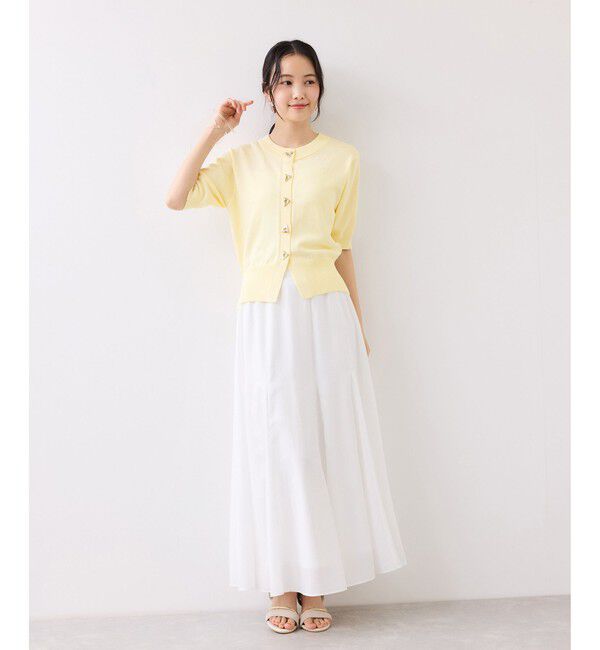 VIS「【WEB限定】三角ニュアンスボタン半袖カーディガン」|カーディガン|