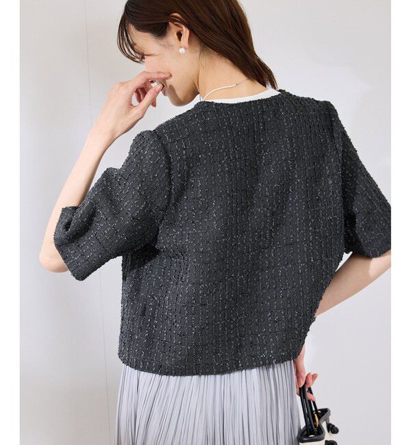 Rope&rsquo;Picnic「【サマー・ツイード】ハーフスリーブジャケット」|カーディガン|