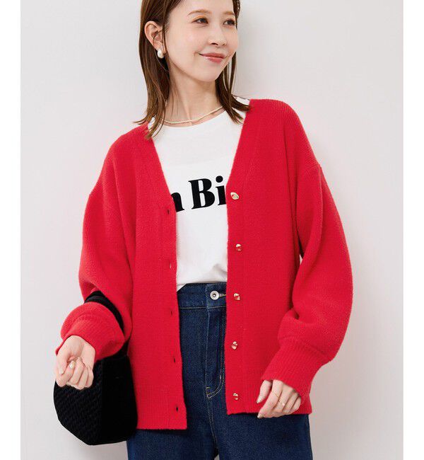 Rope&rsquo;Picnic「【新色追加】スフレニットシリーズ 変形メタルボタンミドル丈カーディガン/イージーケア・リンクコーデ」|カーディガン|