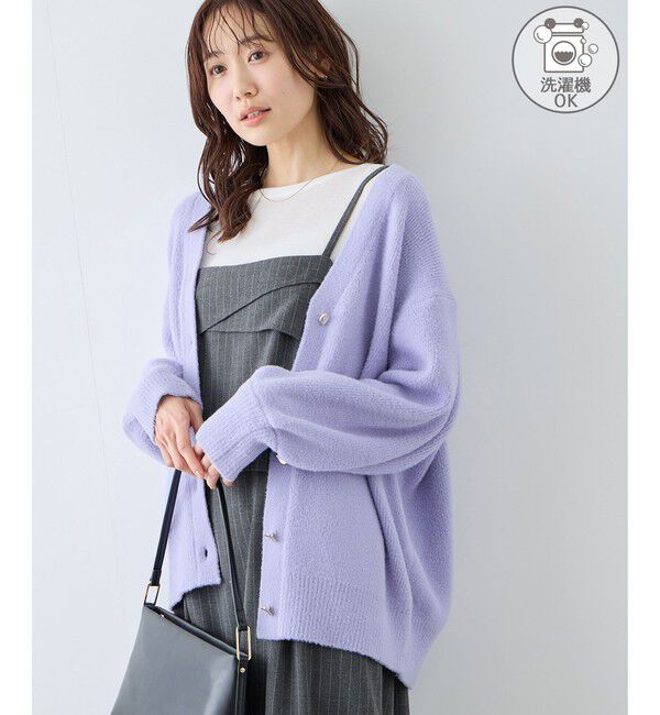 Rope&rsquo;Picnic「【新色追加】スフレニットシリーズ 変形メタルボタンミドル丈カーディガン/イージーケア・リンクコーデ」|カーディガン|ラベンダー(52)