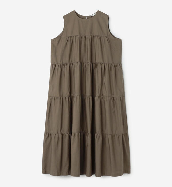 GYMPHLEX「Gymphlex | コットンブロード スリーブレス ティアードワンピース WOMEN」|ワンピース|KHAKI系1