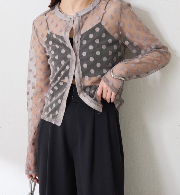  「【Nuel/ヌエル】 キャミ付きドットカーディガン」|Tシャツ・カットソー|