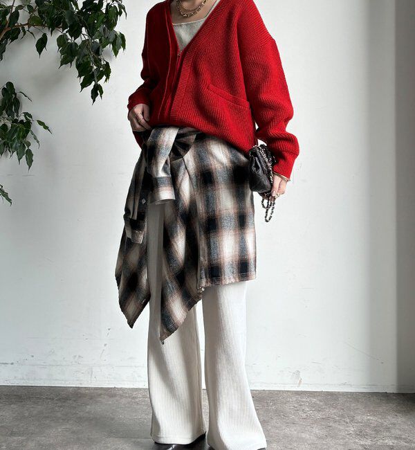  「ニットコーデュロイセミフレアイージーパンツ」|チノ|