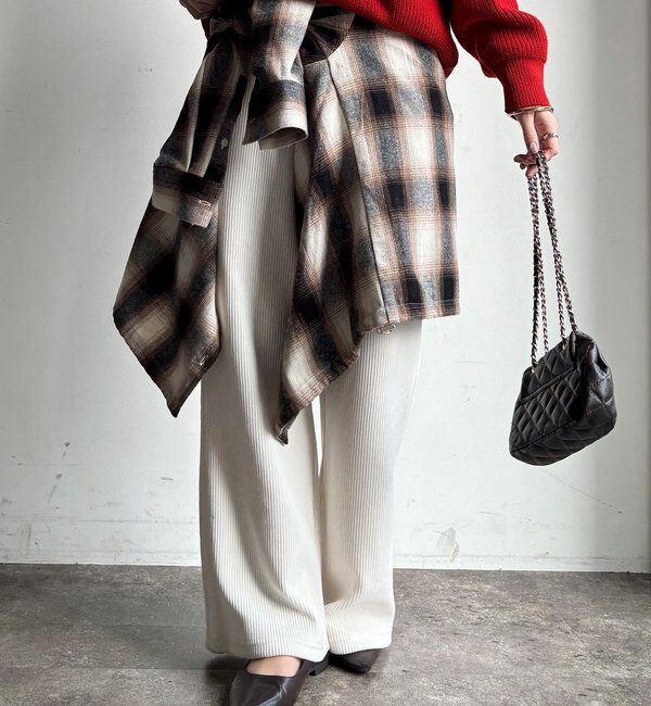  「ニットコーデュロイセミフレアイージーパンツ」|チノ|