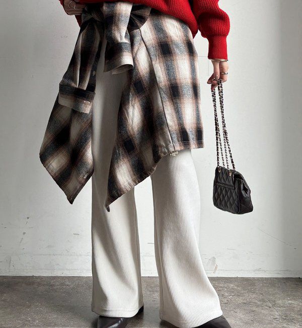  「ニットコーデュロイセミフレアイージーパンツ」|チノ|