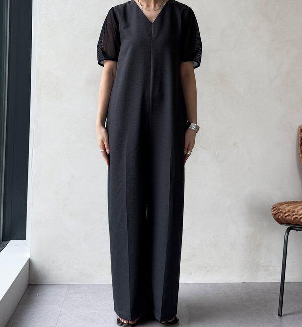  「【WEB限定】袖メッシュオールインワン」|ワンピース|