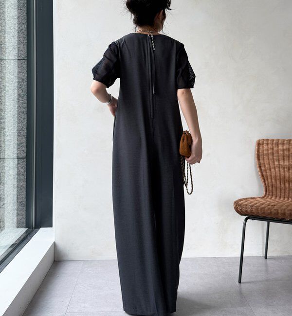  「【WEB限定】袖メッシュオールインワン」|ワンピース|