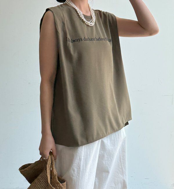  「【WEB限定】ロゴプリントノースリーブトップス」|Tシャツ・カットソー|