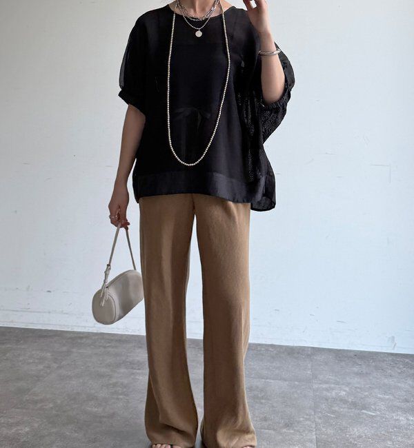  「【WEB限定】メッシュシフォントップス」|Tシャツ・カットソー|