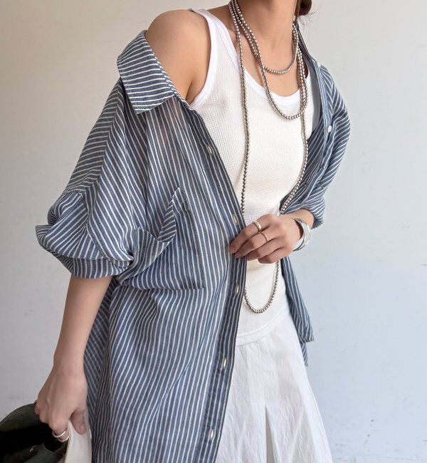  「異素材切替ワッフルタンク」|Tシャツ・カットソー|