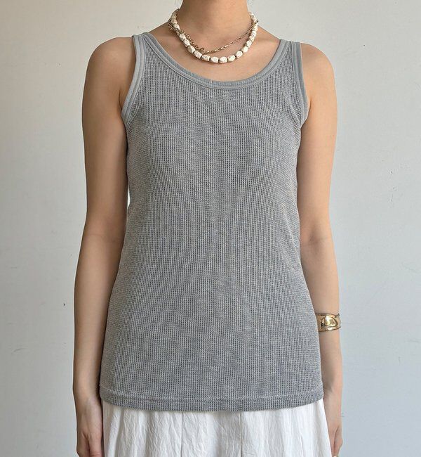  「異素材切替ワッフルタンク」|Tシャツ・カットソー|