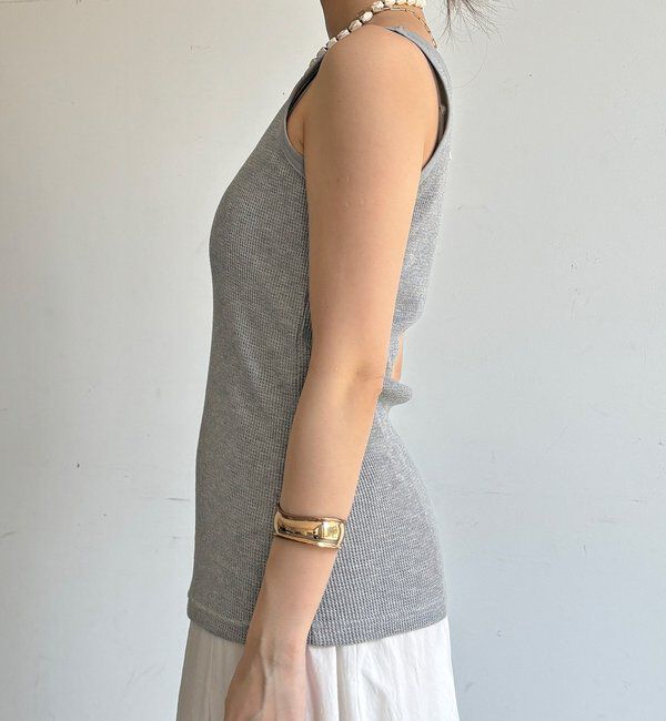  「異素材切替ワッフルタンク」|Tシャツ・カットソー|