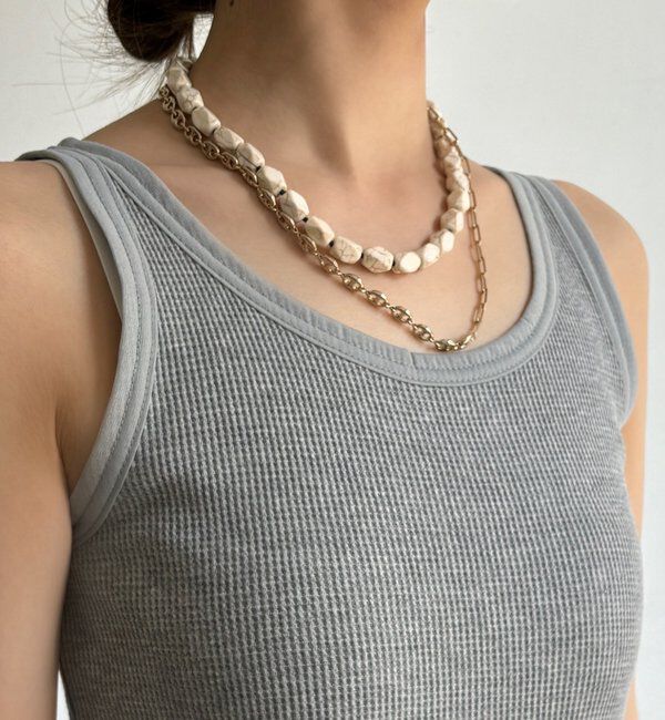  「異素材切替ワッフルタンク」|Tシャツ・カットソー|