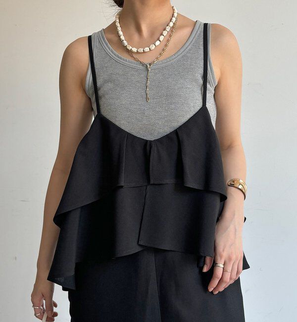  「異素材切替ワッフルタンク」|Tシャツ・カットソー|