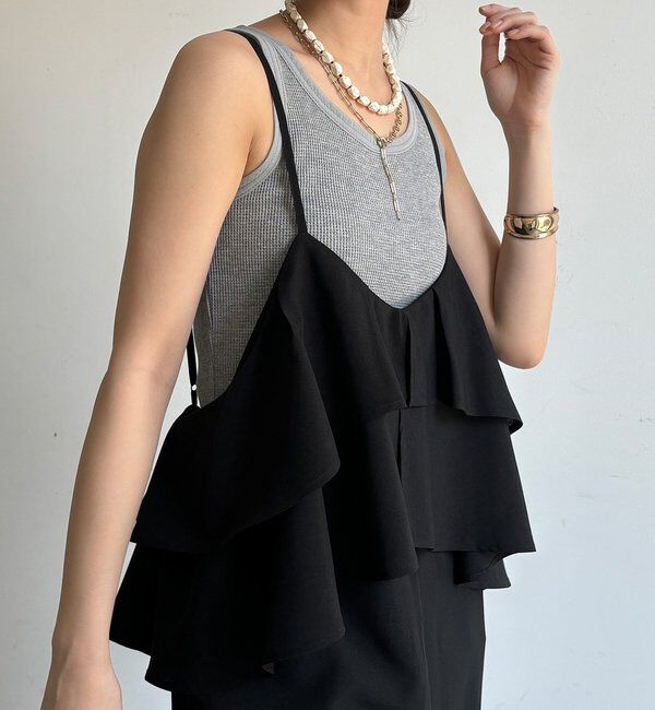  「異素材切替ワッフルタンク」|Tシャツ・カットソー|