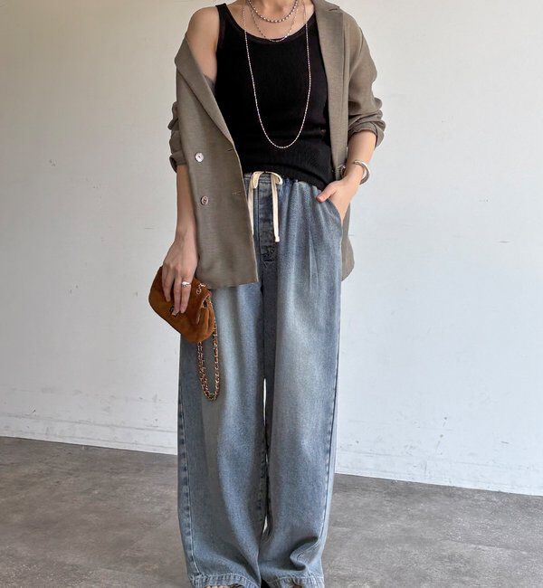  「異素材切替ワッフルタンク」|Tシャツ・カットソー|