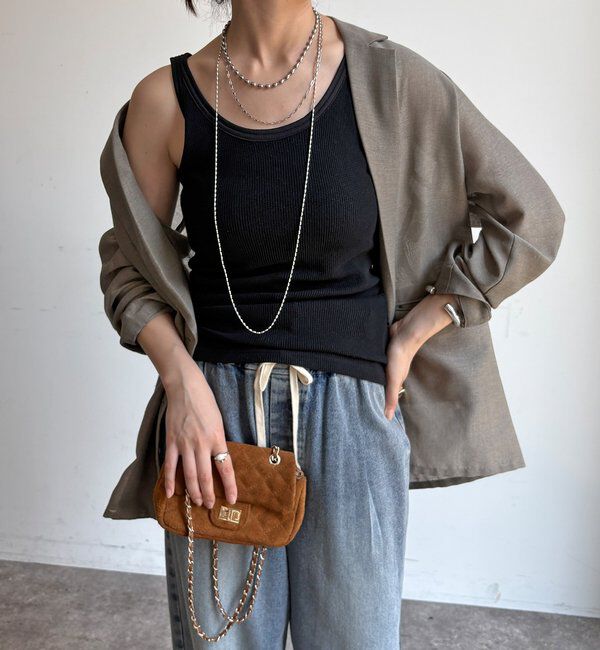  「異素材切替ワッフルタンク」|Tシャツ・カットソー|