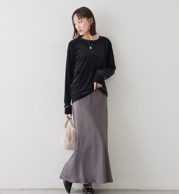  「【1枚でも様になる】シアーベロアロンT」|Tシャツ・カットソー|