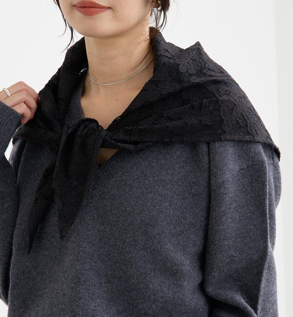  「【a Nice （ア ・ニース）】クラフトレースストール」|ストール|ブラック