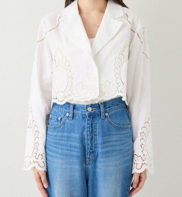  「予約【着映え】カットワークショートジャケット」|テーラードジャケット|