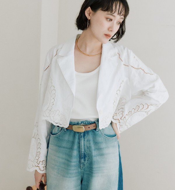  「予約【着映え】カットワークショートジャケット」|テーラードジャケット|