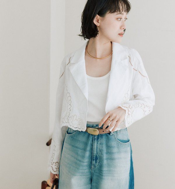  「予約【着映え】カットワークショートジャケット」|テーラードジャケット|