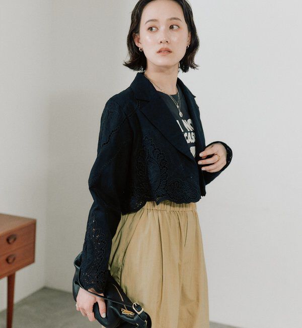  「予約【着映え】カットワークショートジャケット」|テーラードジャケット|