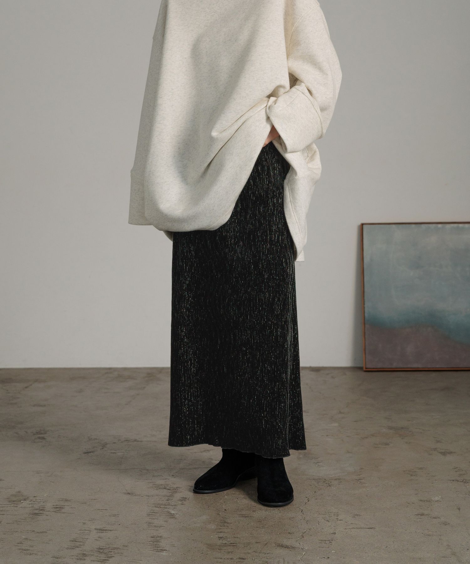 LOWRYS FARM「シャイニーベロアタイトスカート」|スカート|ﾌﾞﾗｯｸﾗﾒ