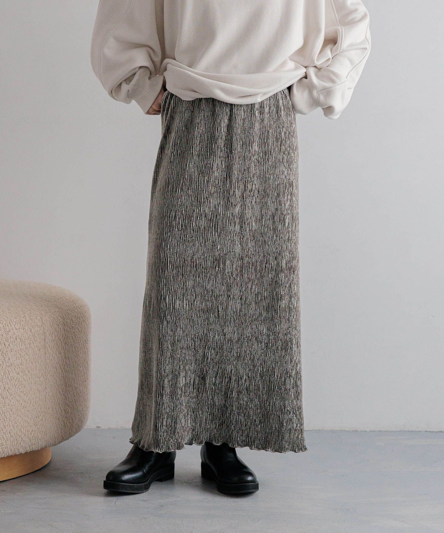 LOWRYS FARM「シャイニーベロアタイトスカート」|スカート|GRY8